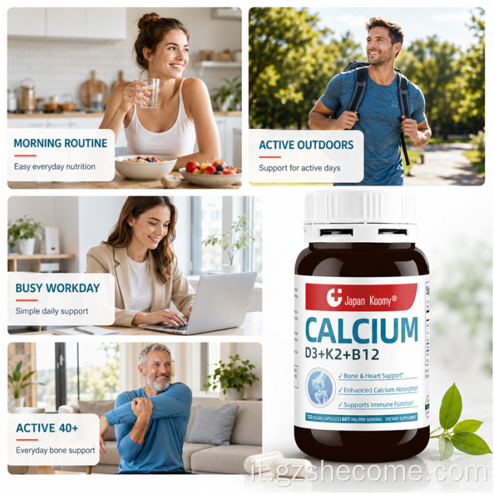 Shecome Calcio D3 K2 B12 Capsule Supporto cardiaco